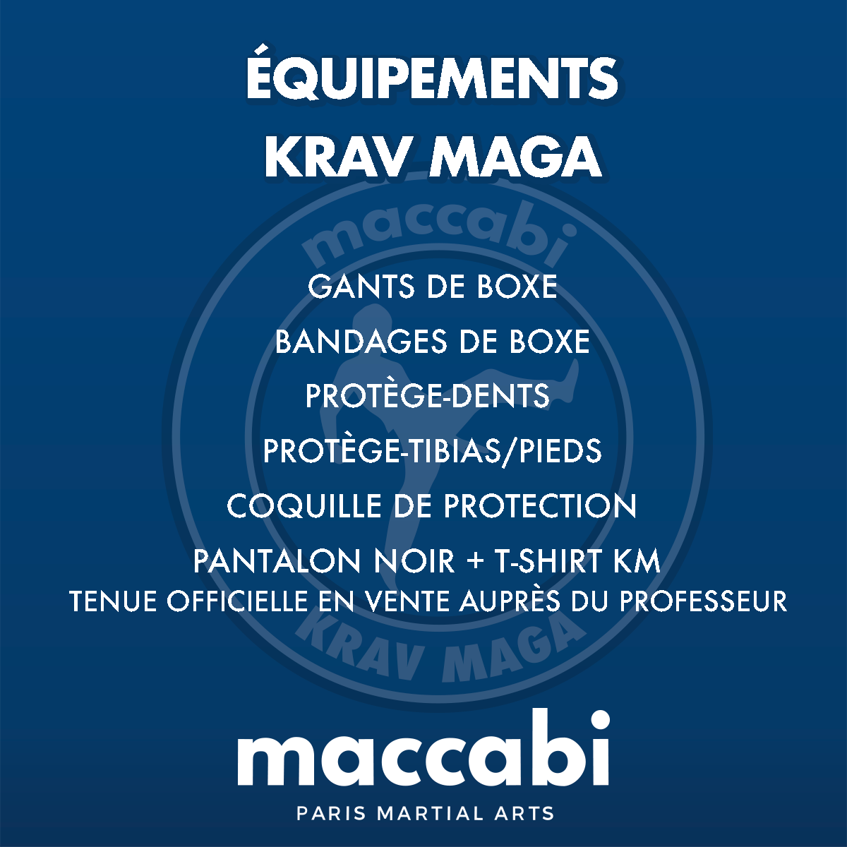 Equipement pour Krav Maga chez Maccabi Paris